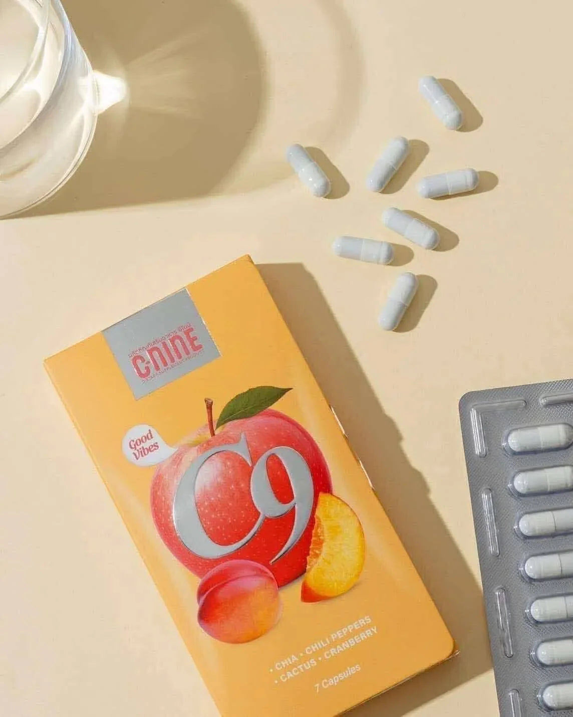 C-NINE C9 Dietary Supplement - 7 Capsules with Chia, Chili Peppers, Cactus & Cranberry
