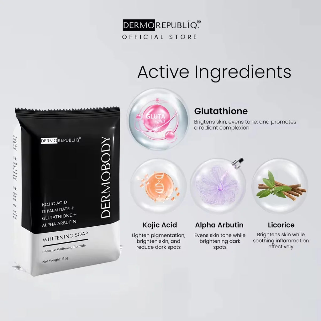 Dermo Republiq Dermobody - Kojic Acid + Dipalmitate + Glutathione + Alpha Arbutin Whitening Soap 135g