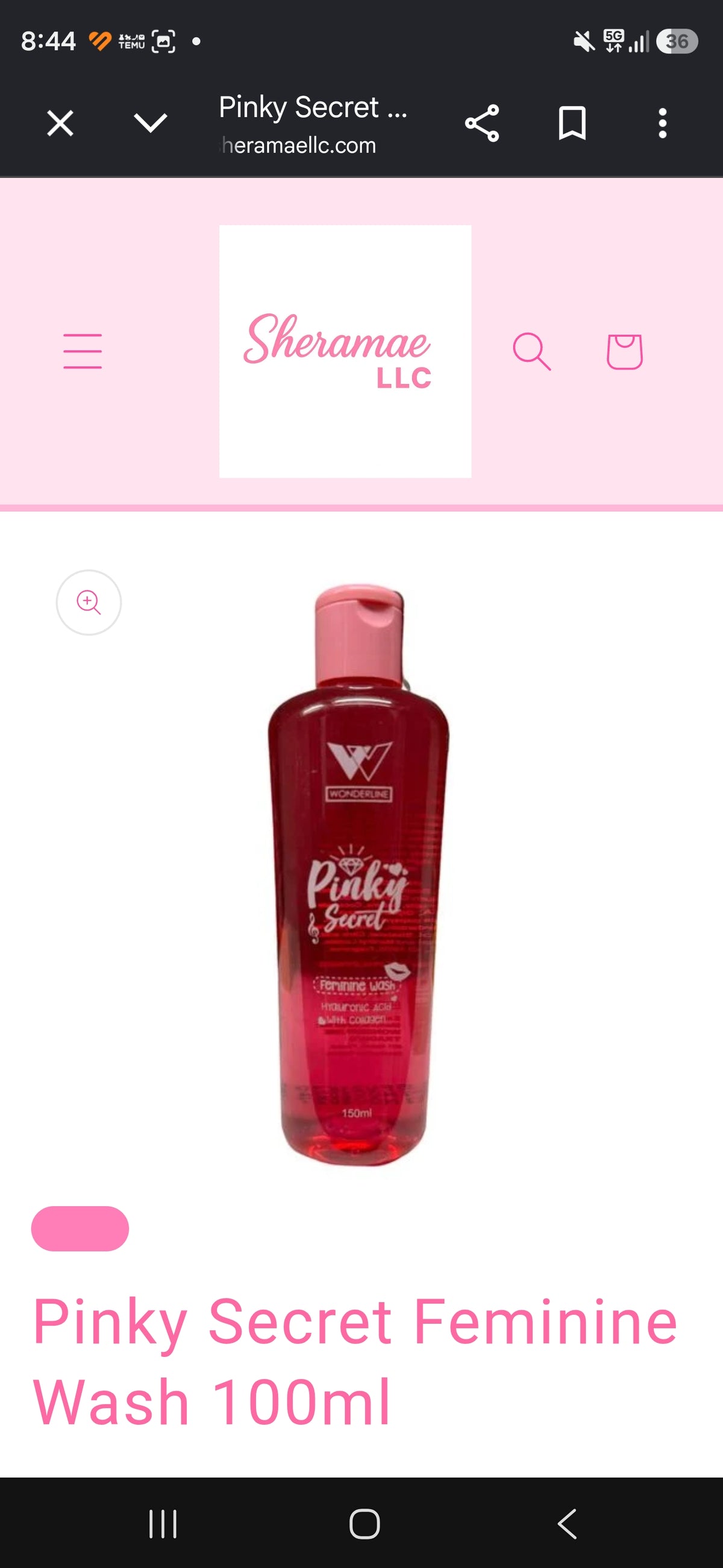 Pinky Secret Feminine Wash 100ml